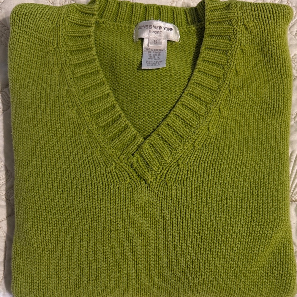 Vintage 100% Cotton Knit V-neck Sweater